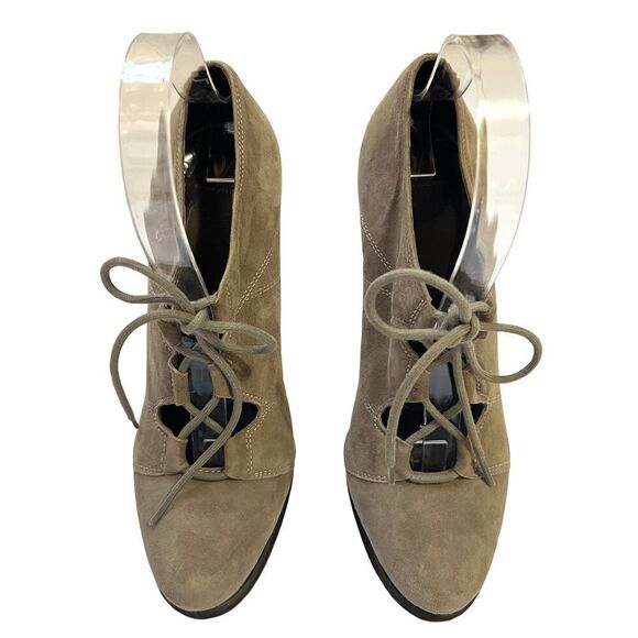 Diane von Furstenberg Women's Tan Suede Lace Up Stiletto Heels Pump Size 7 - Picture 11 of 11